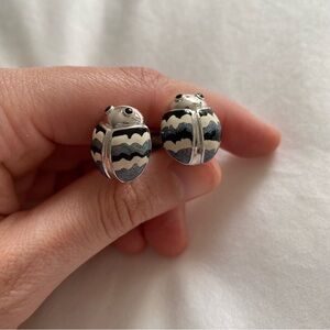 Enamel sterling silver ladybug cuff links